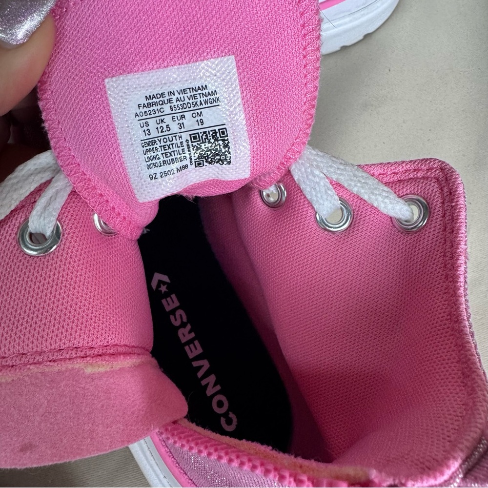 Converse High Topped Sneaker Glitter Pink & White - Picture 8 of 8